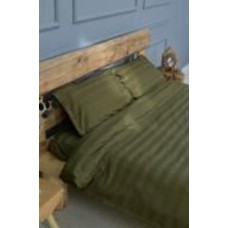 Комплект постельного белья Premium двуспальный евро полоска 2,5 см хаки IDEAL TEXTILE