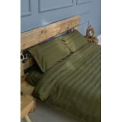Комплект постельного белья Premium двуспальный евро полоска 2,5 см хаки IDEAL TEXTILE