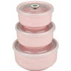 Набор салатников Lefard Pink с крышками 3 шт.