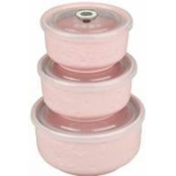 Набор салатников Lefard Pink с крышками 3 шт.