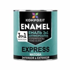 Эмаль антикоррозионная Kompozit 3 в 1 EXPRESS RAL 9011 черный мат 0,8 кг