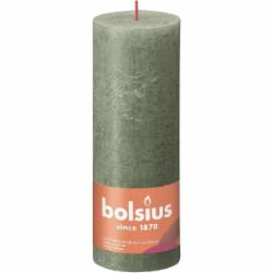 Свеча Рустик столбик SHINE 190/68 олива Bolsius