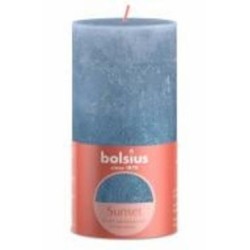 Свеча Рустик столбик SUNSET 130/68 небесно-синяя Bolsius