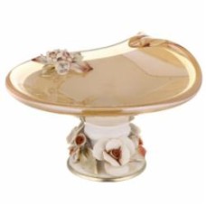 Фруктовница White cristal Conchilia с керамическим декором 16х10 см медовая