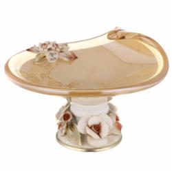 Фруктовница White cristal Conchilia с керамическим декором 16х10 см медовая