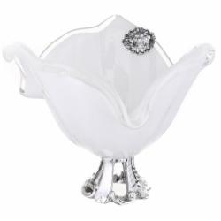 Фруктовница White cristal Tre Punte с серебром 24х14х16 см молочная