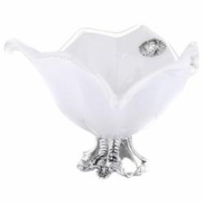 Фруктовница White cristal Tre Punte зі сріблом 38х26 см молочна