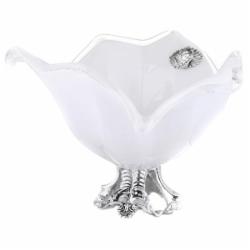 Фруктовница White cristal Tre Punte зі сріблом 38х26 см молочна