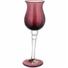 Подсвечник Antico Basso стеклянная с керамическим декором 11х11х38 см аметист White cristal