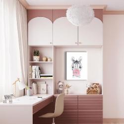 Постер Зебренок с розовой жвачкой 30x40 см Brushme