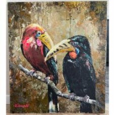 Картина на холсте Золотые трели ручаня работа 70x70 см Victoria’s Art