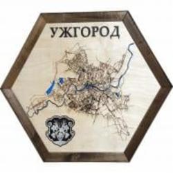 Карта Украины Ужгород шестиугольная 40x46 см