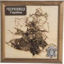 Карта Украины Черновцы с подставкой 20x20 см бежевый с рисунком