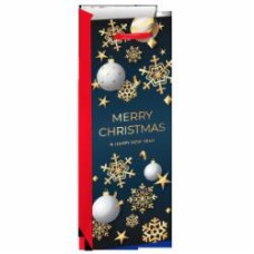 Пакет подарочный Пакет бумажный ВOTTLE XMAS 13x8,5x36, 210gsm, в ассортименте