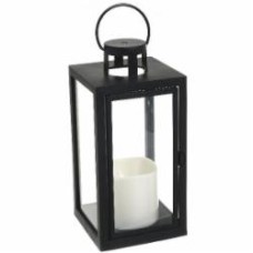 Свеча -фонарь LED со свечой 10х10х21 см черный Pako-If
