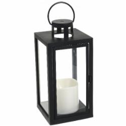 Свеча -фонарь LED со свечой 10х10х21 см черный Pako-If