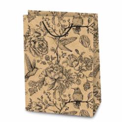 Пакет бумажный L крафтовый 38x28x12,5 (вертикальный, птицы)