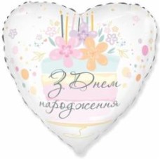 Шарик фольгированный С днем рождения торт разноцветный