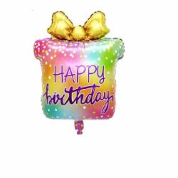 Шарик фольгированный Твоя Забава Фигура подарок Happy Birthday металлик 46х60 см разноцветный 1 шт. Шарик фольгированный Твоя Забава Фигура подарок Happy Birthday металлик 46х60 см разноцветный 1 шт.