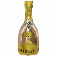 Шарик фольгированный Твоя Забава бутылка шампанского Сelebration 96х48 см розовое золото 1 шт.