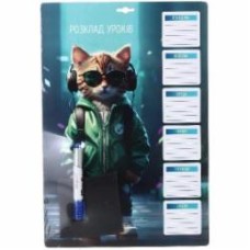 Доска для надписей РАСПИСАНИЕ УРОКОВ Cats_2 картонная сухостираемая А3 iTEM