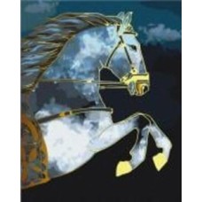 Картина по номерам Премиум Скакун в сумерках с золотой краской PBS53041 40х50 см Brushme