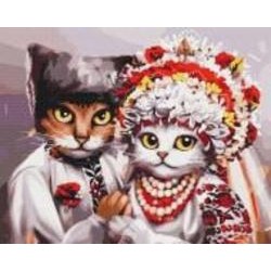 Картина по номерам Премиум Свадьба украинских котиков ©Марианна Пащук PBS53340 40х50 см Brushme