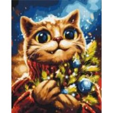 Картина по номерам Новогодний котик ©Марианна Пащук 40x50 см Brushme