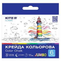 Мел цветной Jumbo 6 цветов Classic K-073 KITE
