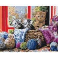 Картина по номерам Котята в корзине 40x50 см Brushme