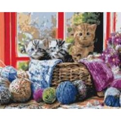 Картина по номерам Котята в корзине 40x50 см Brushme