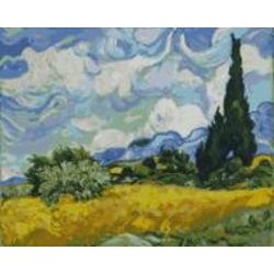 Картина по номерам Поле с зеленой пшеницей и кипарисом. Винсент Ван Гог 40x50 см Brushme
