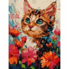 Картина по номерам Котик в цветах 30x40 см Идейка