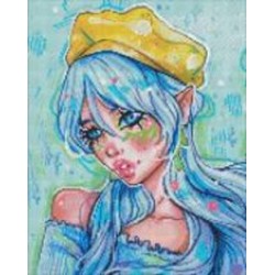 Алмазная мозаика Голубоглазая модница с голографическими стразами (AB) ©nila_art_art Идейка
