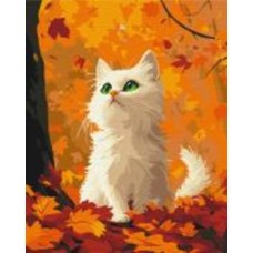 Картина по номерам Кошка в опавших листьях 40x50 см Brushme