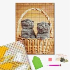 Алмазная мозаика Британские котята в корзинке 40х50 см Brushme