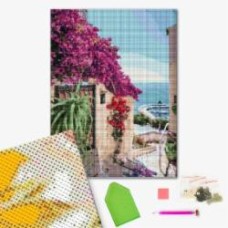 Алмазная мозаика Цветущая улочка Греции 40х50 см Brushme
