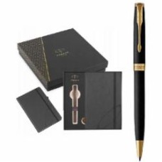 Набор Parker Sonnet Matte Black Lacquer GT BP 84 832b24 (шариковая ручка + блокнот Parker)