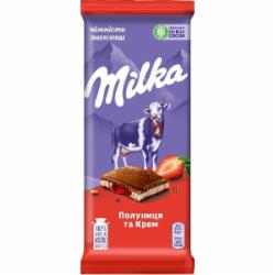 Шоколад Milka с кремом и клубникой 90 г