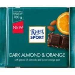Шоколад Ritter Sport Темный с миндальным орехом и апельсином