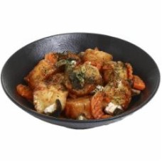 Печень по-домашнему с белыми грибами и свининой