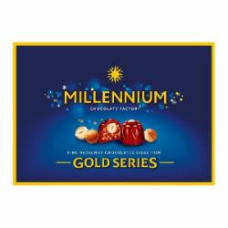 Конфеты Millennium шоколадные с ореховым пралине и целым лесным орехом в молочном шоколаде Gold 205 г