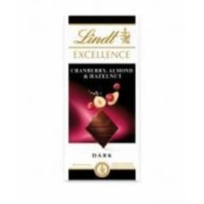 Шоколад LINDT Excellence черный с мигдалем, фундуком и клюквой