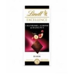 Шоколад LINDT Excellence черный с мигдалем, фундуком и клюквой