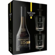 Бренди Torres Набор 15 лет 0.7л + 2 бокала в коробке