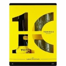 Бренди Torres Набор 10 лет Gran Reserva 0.7л + 2 бокала в коробке