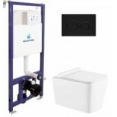 Комплект инсталляции Koller Pool Dune 1200SL + AIR панель смыва черный матовый + подвесной унитаз Kvadro