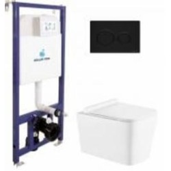 Комплект инсталляции Koller Pool Dune 1200SL + AIR панель смыва черный матовый + подвесной унитаз Kvadro