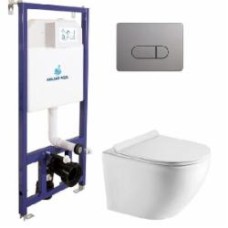 Комплект инсталляции Koller Pool Dune 1200SL + Orion Cosmo Chrome matt панель смыва + подвесной унитаз Round SMART