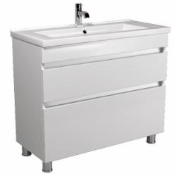 Тумба Мойдодыр Soft White 100 с умывальником Cosmopolitan 100 напольная